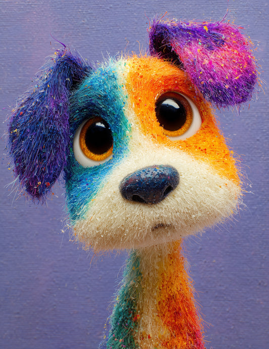 Dog — Cute Cartoon Art, Bold Tones Digital Wall Art, 3 Sizes Included, Nursery Decor