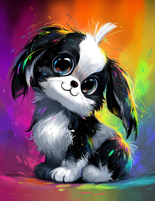 Dog — Cute Cartoon Art, Refined Detail Digital Wall Art, 3 Sizes Included, Nursery Decor