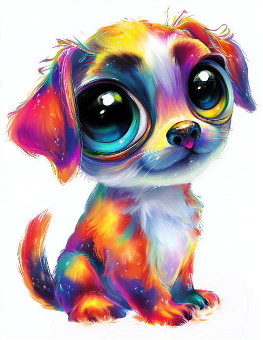 Dog — Cute Cartoon Art, Soft Pastels Digital Wall Art, 3 Sizes Included, Nursery Decor