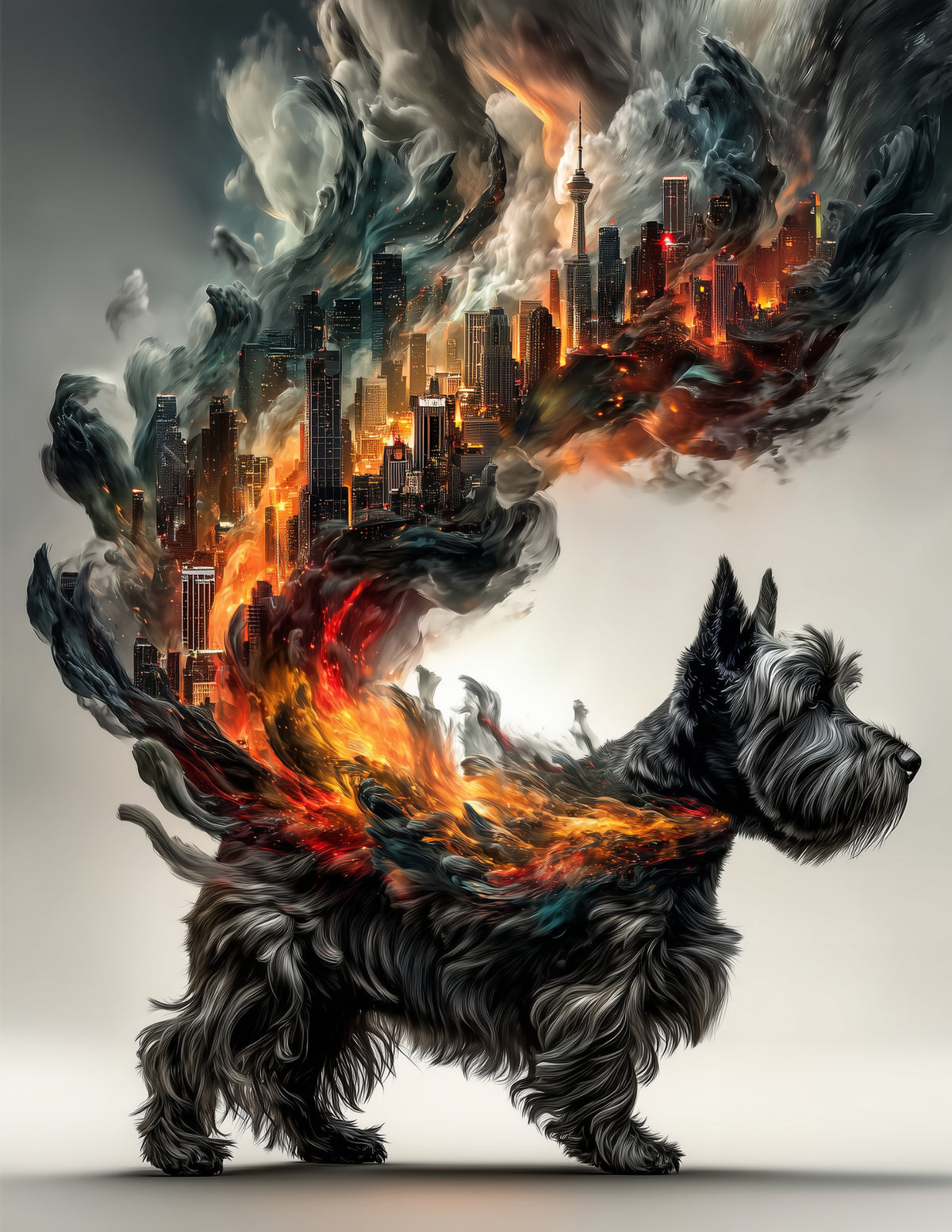 Dog — Double Exposure Art, Ember City Digital Wall Art, 3 Sizes Included, Living Room Decor