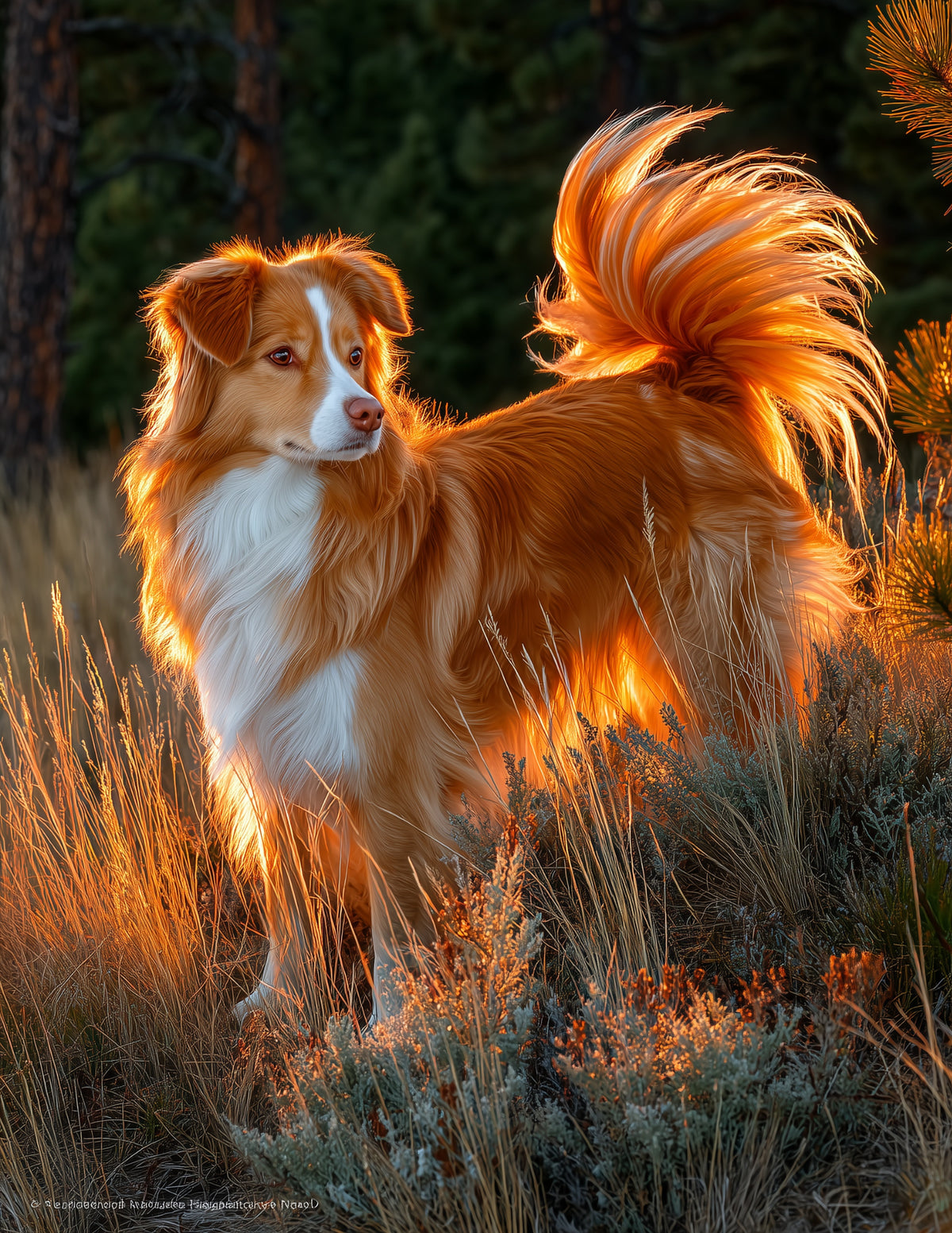 Dog — Realistic Art, Sunrise Tones Digital Wall Art, 3 Sizes Included, Living Room Decor