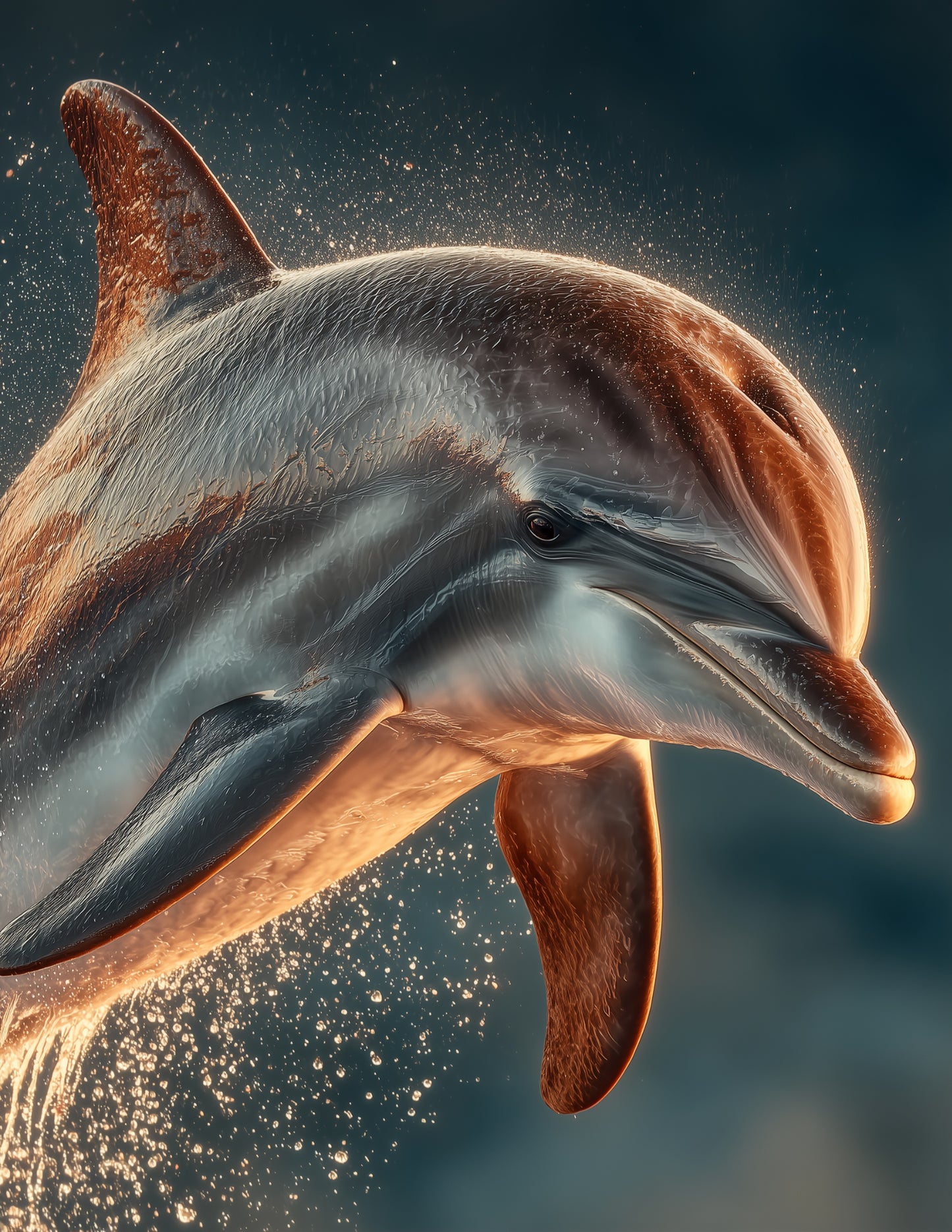 Dolphin — Realistic Art, Ocean Light Digital Wall Art, 3 Sizes Included, Living Room Decor