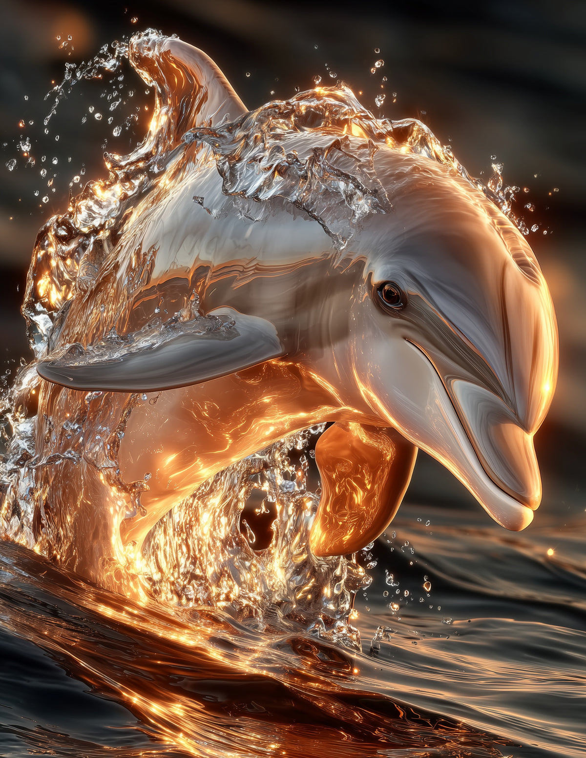Dolphin — Realistic Art, Soft Tones Digital Wall Art, 3 Sizes Included, Living Room Decor