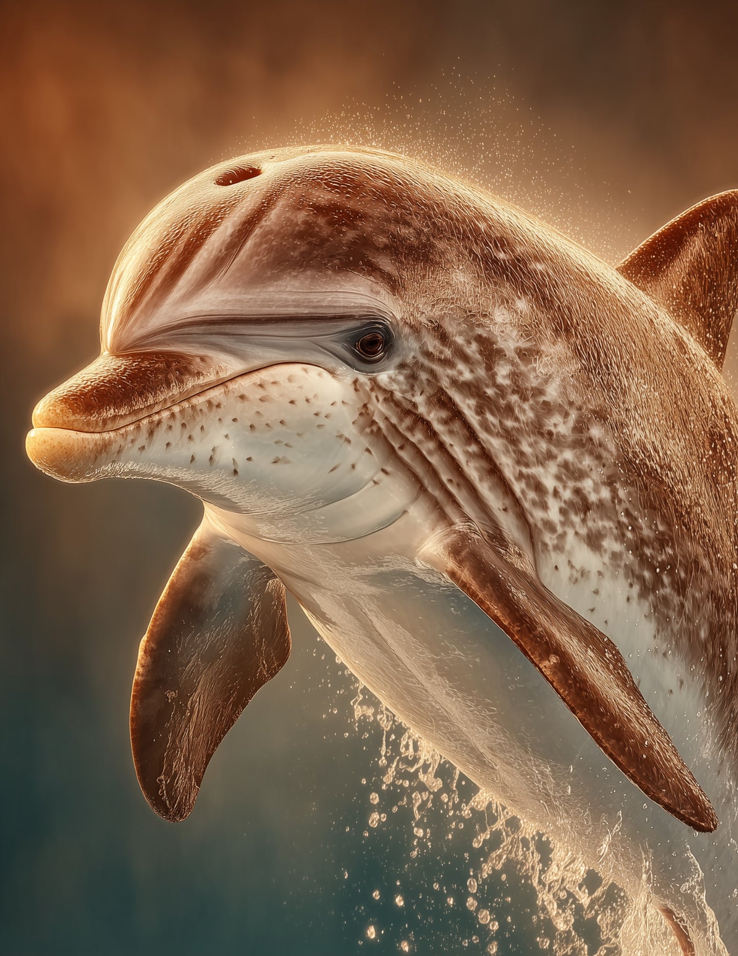 Dolphin — Realistic Art, Sunset Light Digital Wall Art, 3 Sizes Included, Living Room Decor