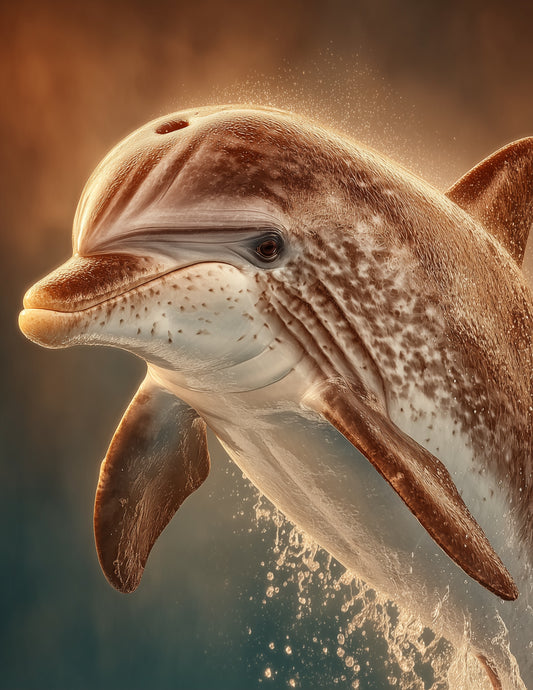 Dolphin — Realistic Art, Sunset Light Digital Wall Art, 3 Sizes Included, Living Room Decor