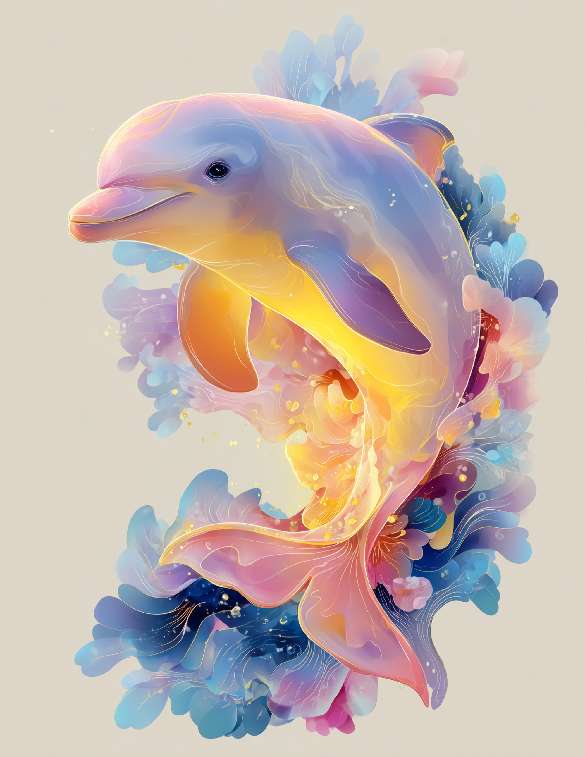Dolphin — Nursery Art, Sunset Tones Digital Wall Art, 3 Sizes Included, Nursery Decor