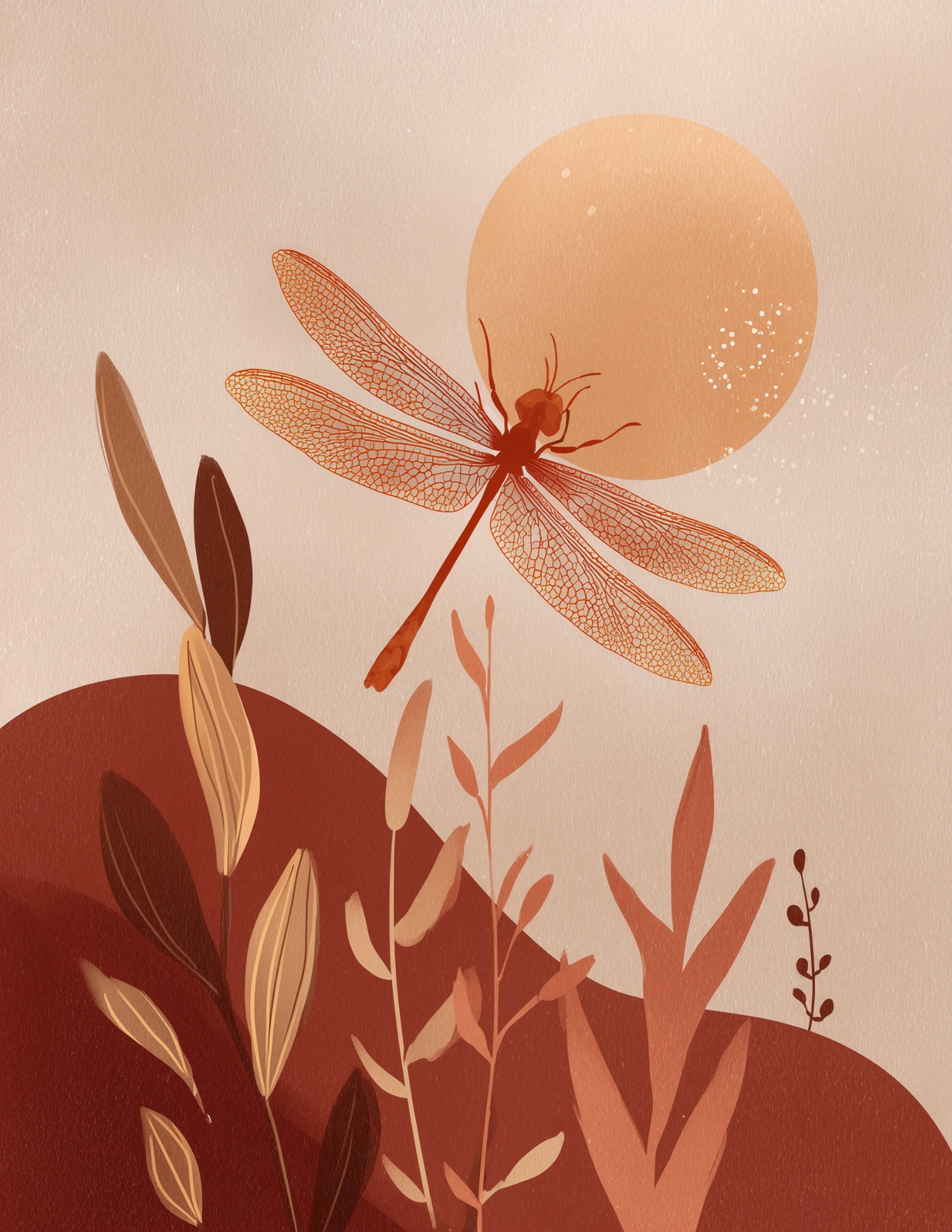 Dragonfly — Boho Art, Bold Contrast Digital Wall Art, 3 Sizes Included, Living Room Decor