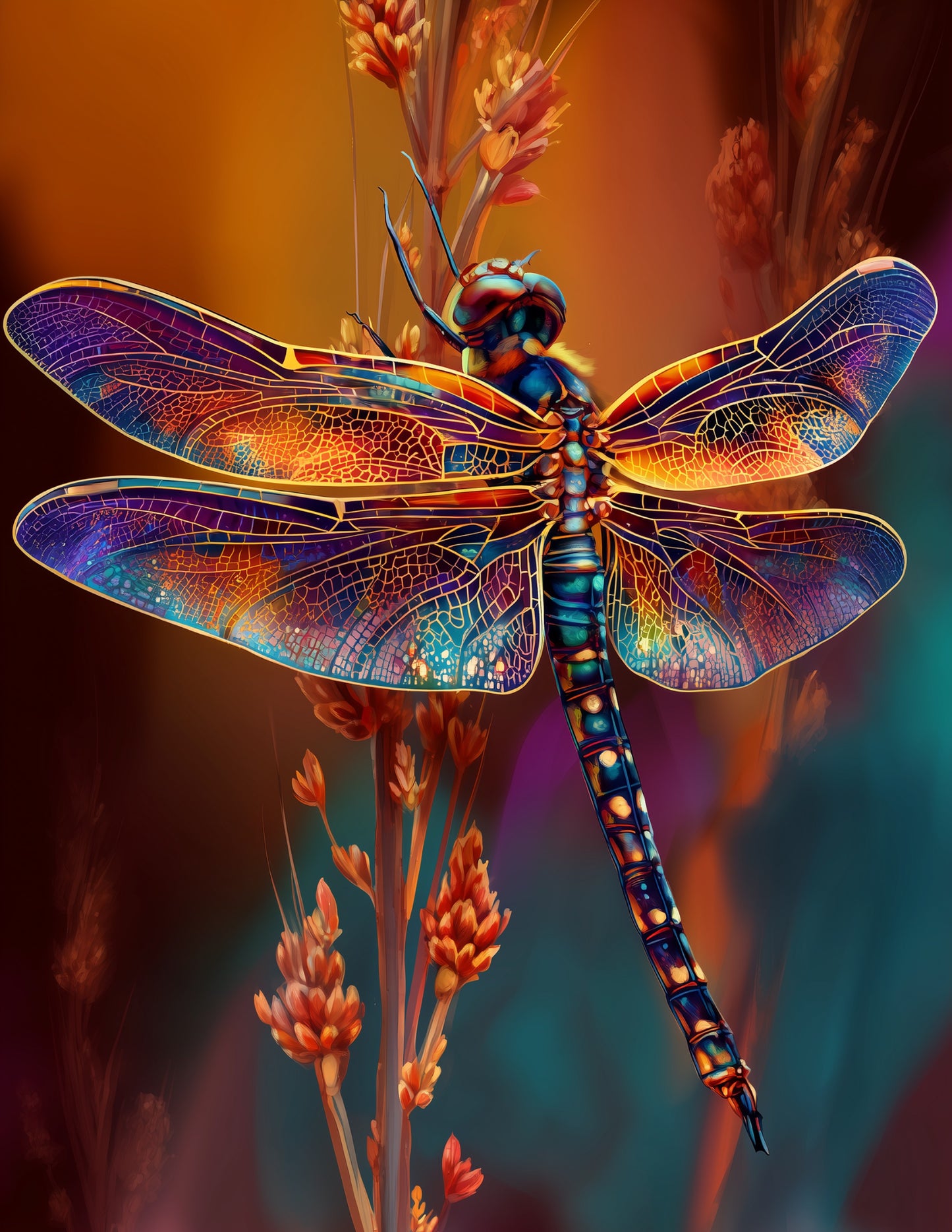 Dragonfly — Boho Art, Dreamy Hues Digital Wall Art, 3 Sizes Included, Living Room Decor