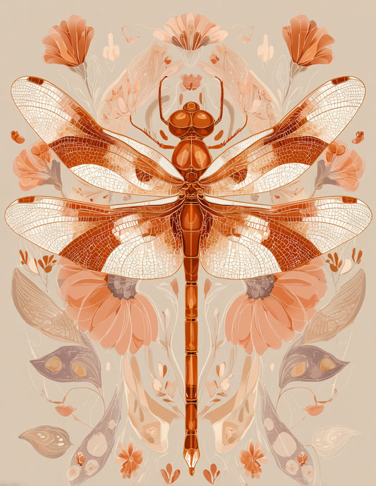 Dragonfly — Boho Art, Forest Tones Digital Wall Art, 3 Sizes Included, Living Room Decor