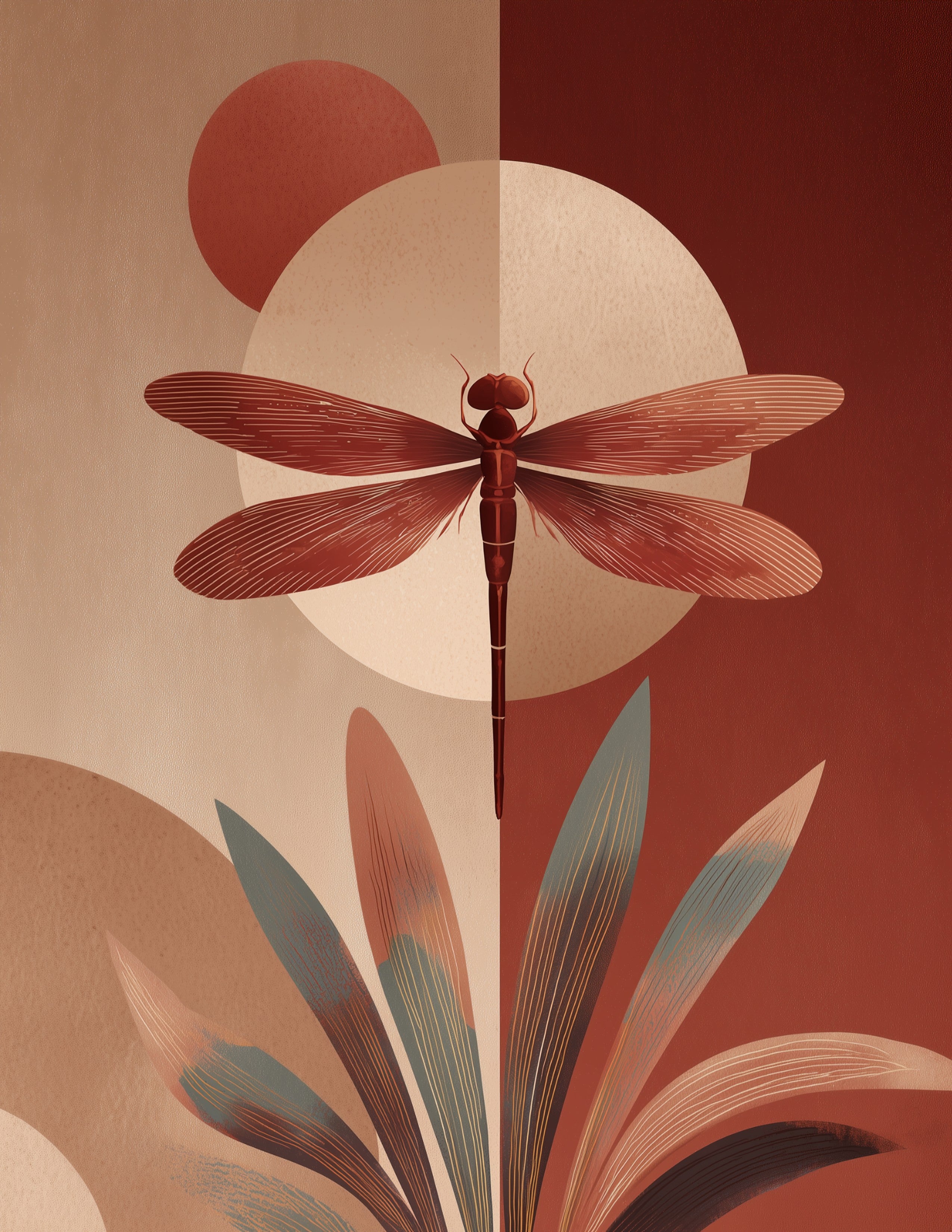 Dragonfly — Boho Art, Sunset Hues Digital Wall Art, 3 Sizes Included, Living Room Decor