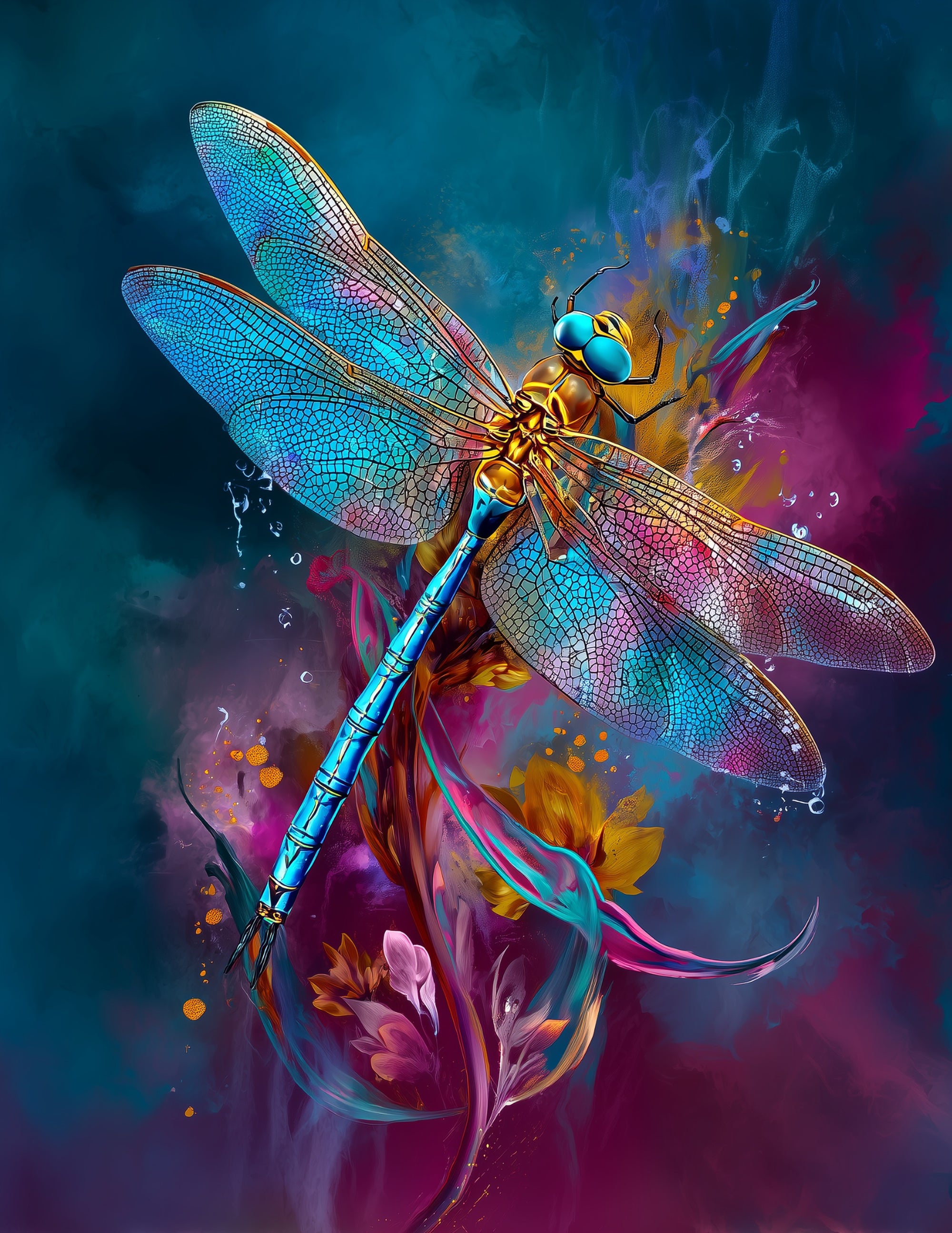 Dragonfly — Boho Art, Warm Tones Digital Wall Art, 3 Sizes Included, Living Room Decor
