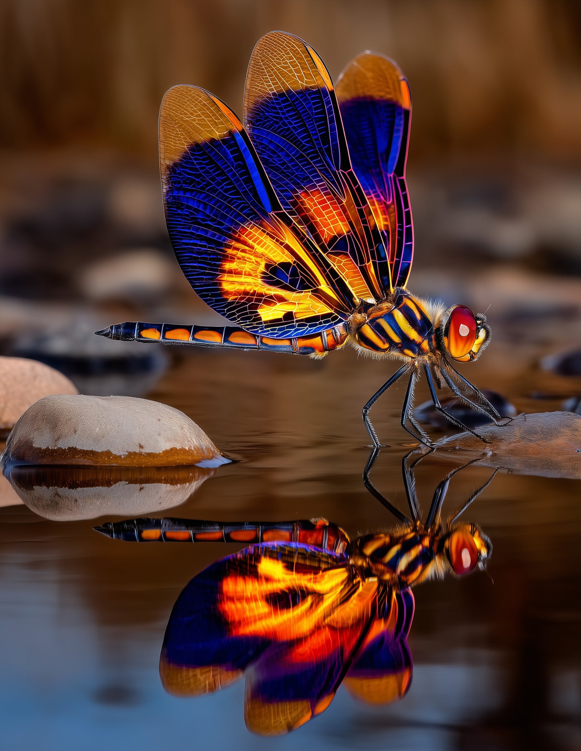 Dragonfly — Fantasy Art, Amber Palette Digital Wall Art, 3 Sizes Included, Living Room Decor