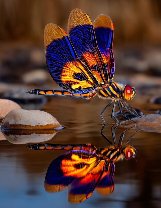 Dragonfly — Fantasy Art, Amber Palette Digital Wall Art, 3 Sizes Included, Living Room Decor
