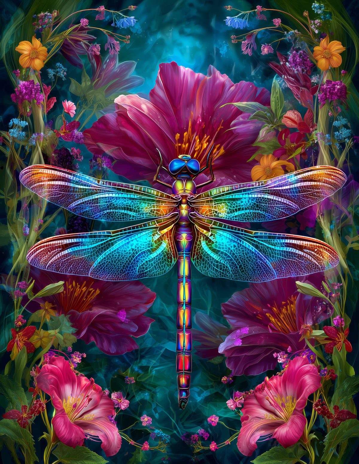 Dragonfly — Fantasy Art, Calm Palette Digital Wall Art, 3 Sizes Included, Living Room Decor
