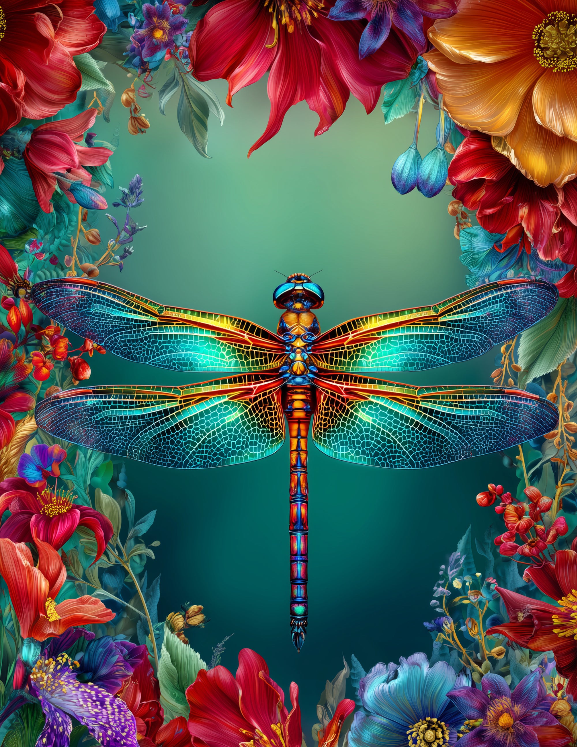 Dragonfly — Fantasy Art, Dreamy Hues Digital Wall Art, 3 Sizes Included, Living Room Decor