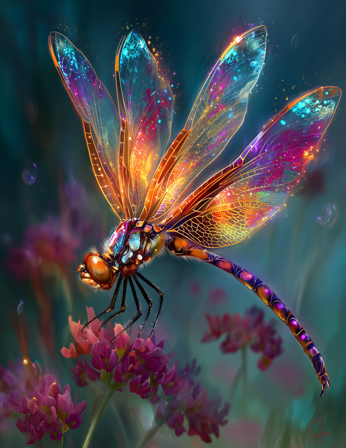 Dragonfly — Fantasy Art, Soft Pastels Digital Wall Art, 3 Sizes Included, Living Room Decor