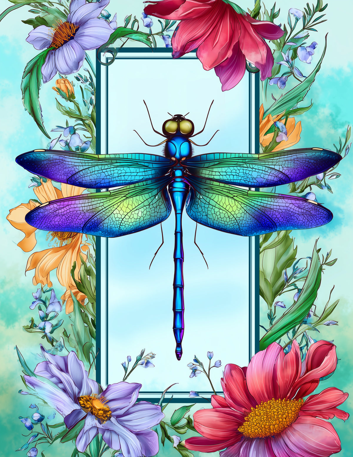 Dragonfly — Fantasy Art, Vibrant Hues Digital Wall Art, 3 Sizes Included, Living Room Decor