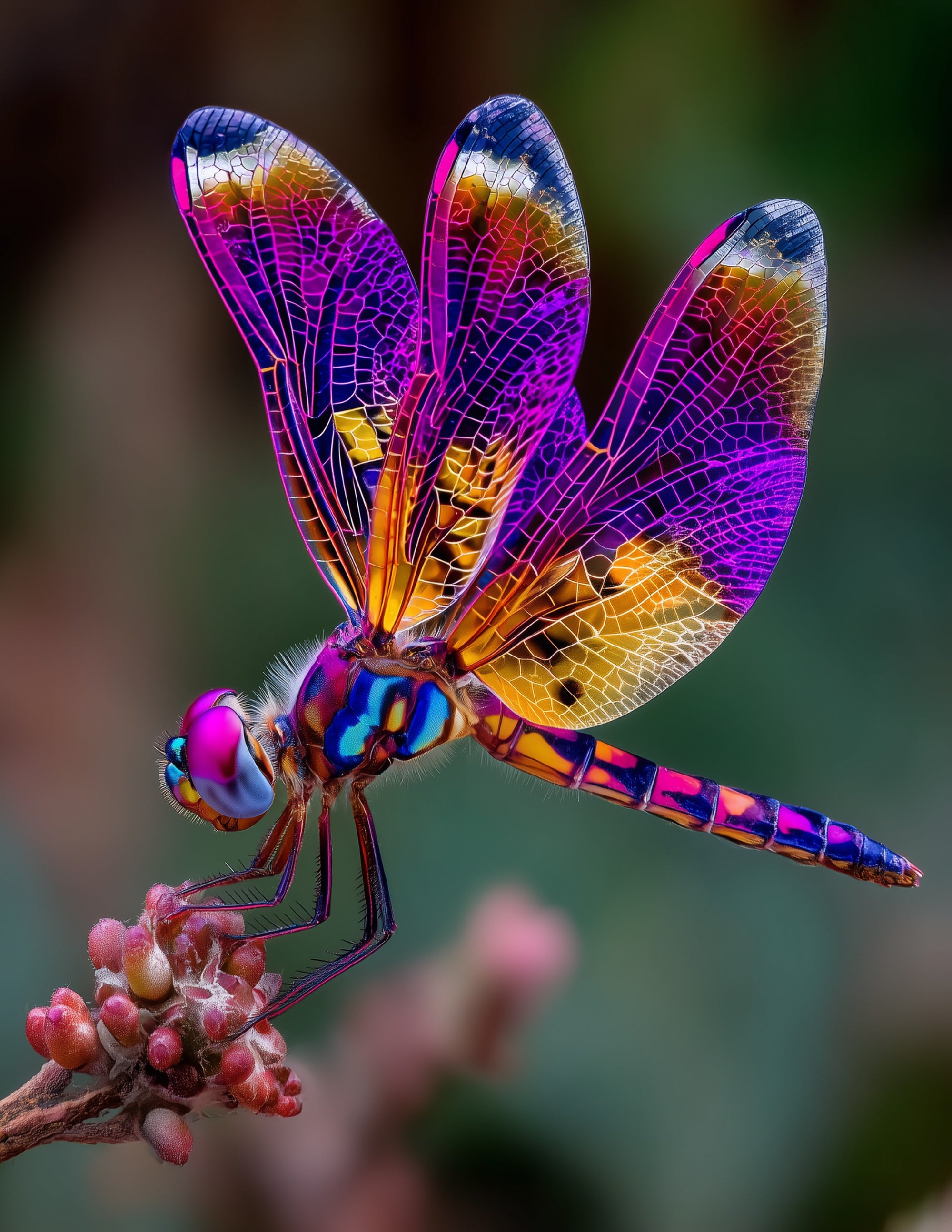Dragonfly — Fantasy Art, Violet Gradients Digital Wall Art, 3 Sizes Included, Living Room Decor