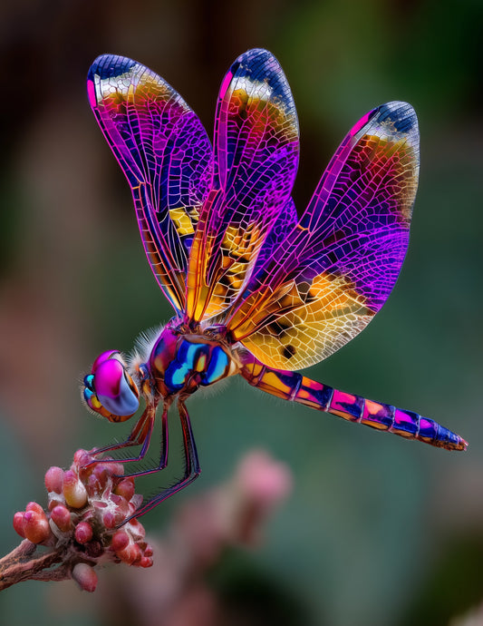 Dragonfly — Fantasy Art, Violet Gradients Digital Wall Art, 3 Sizes Included, Living Room Decor