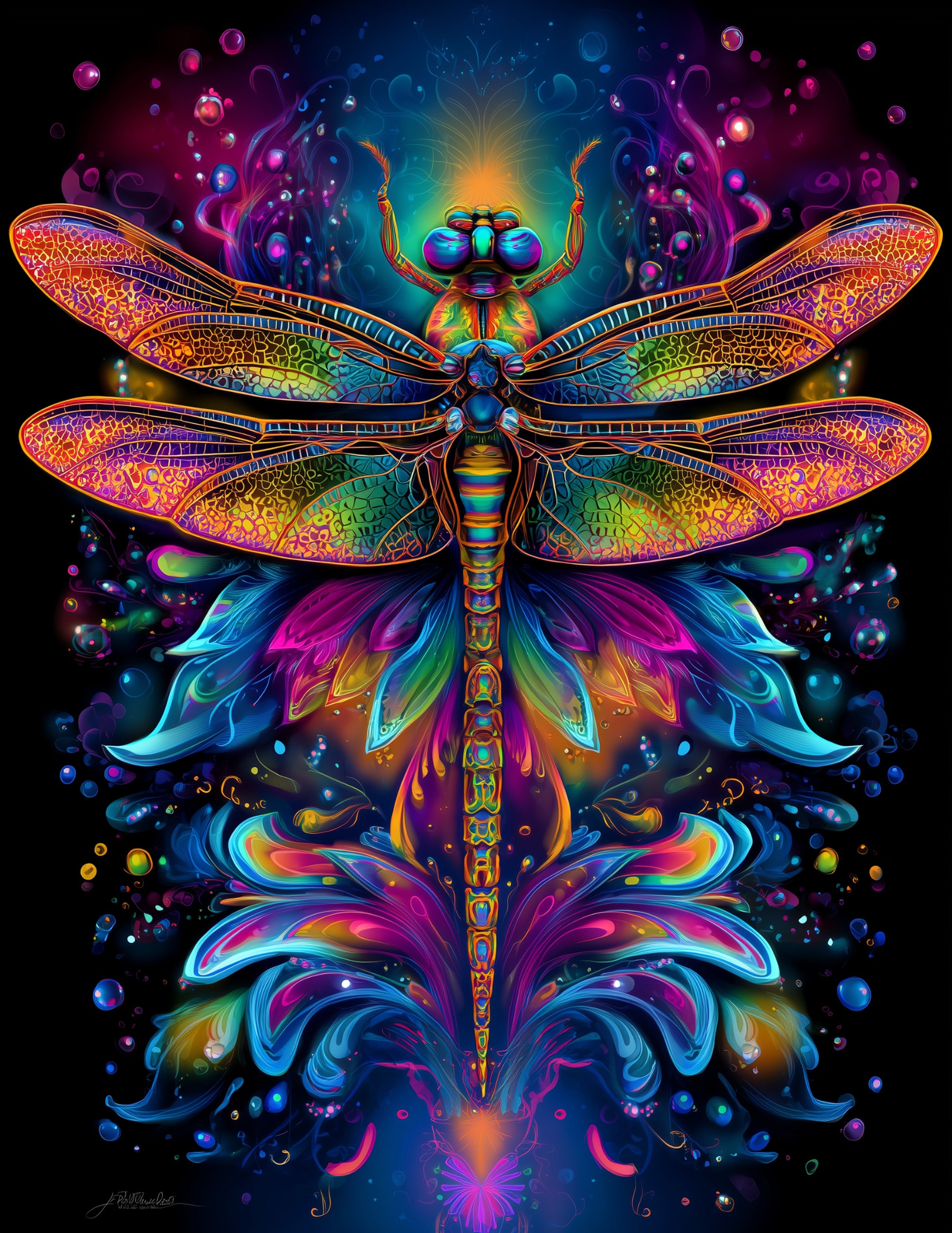 Dragonfly — Psychedelic Art, Soft Pastels Digital Wall Art, 3 Sizes Included, Living Room Decor