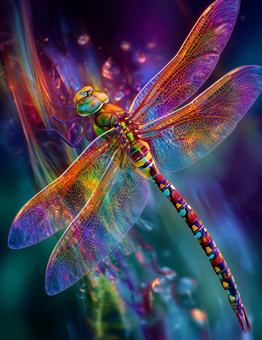 Dragonfly — Pyschedelic Art, Violet Gradients Digital Wall Art, 3 Sizes Included, Living Room Decor