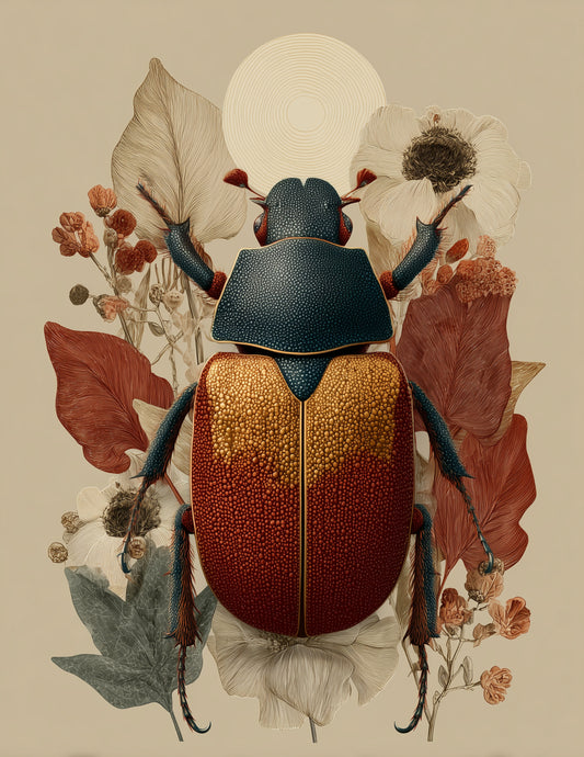 Dung Beetle — Boho Art, Amber Serene Digital Wall Art, 3 Sizes Included, Living Room Decor