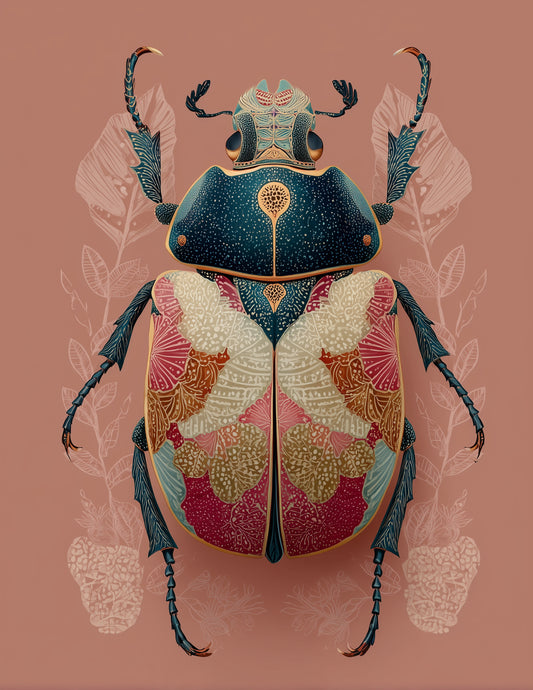 Dung Beetle — Boho Art, Forest Calm Digital Wall Art, 3 Sizes Included, Living Room Decor