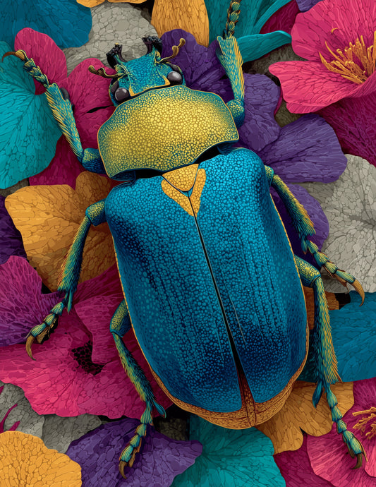 Dung Beetle — Pop Art, Warm Pastels Digital Wall Art, 3 Sizes Included, Living Room Decor