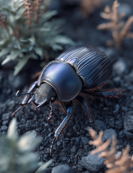 Dung Beetle — Realistic Art, Midnight Hues Digital Wall Art, 3 Sizes Included, Living Room Decor