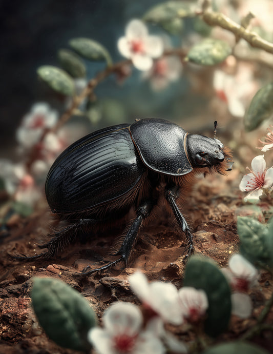 Dung Beetle — Realistic Art, Warm Contrast Digital Wall Art, 3 Sizes Included, Living Room Decor