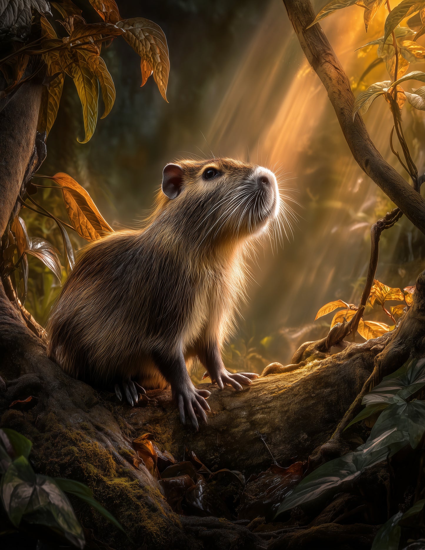 Dwarf Hutia — Realistic Art, Soft Glow Digital Wall Art, 3 Sizes Included, Living Room Decor