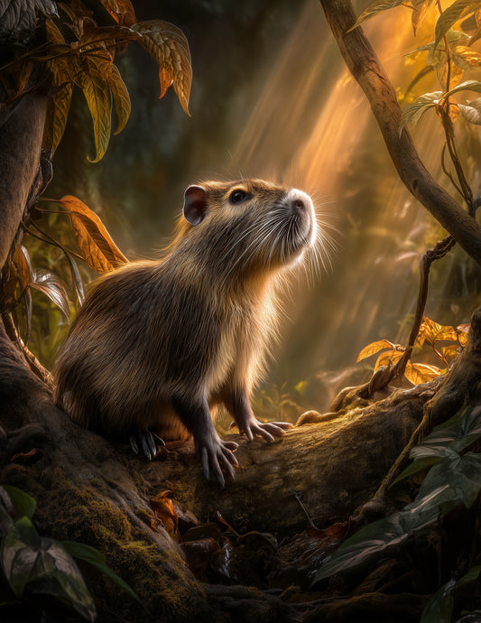 Dwarf Hutia — Realistic Art, Soft Glow Digital Wall Art, 3 Sizes Included, Living Room Decor