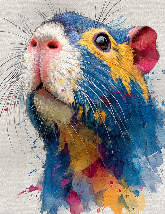 Dwarf Hutia — Watercolor Art, Emerald Glow Digital Wall Art, 3 Sizes Included, Living Room Decor