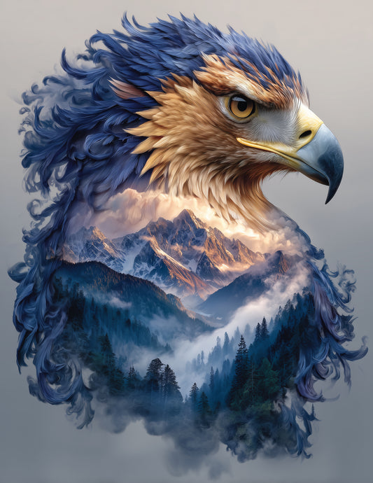 Eagle — Double Exposure Art, Forest Tones Digital Wall Art, 3 Sizes Included, Living Room Decor