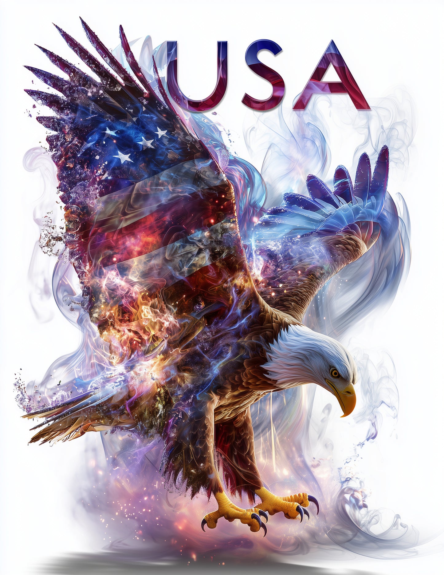 Eagle — Double Exposure Personalized Art, Midnight Palette Digital Wall Art, 3 Sizes Included, Living Room Decor