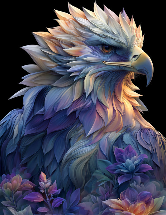 Eagle — Ferrofluid Art, Cosmic Bloom Digital Wall Art, 3 Sizes Included, Living Room Decor