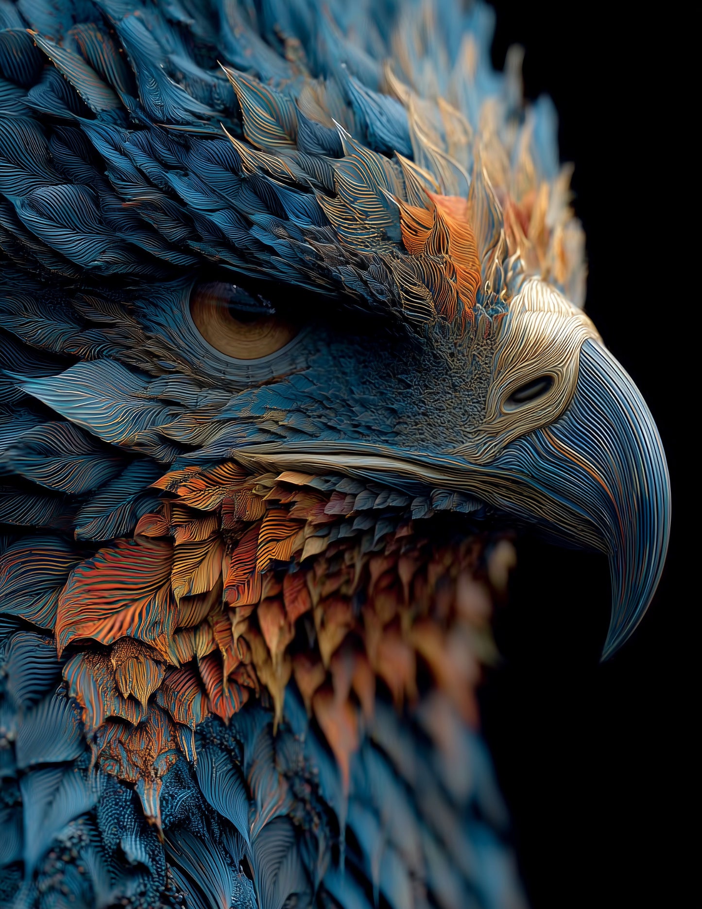 Eagle — Ferrofluid Art, Crimson Flux Digital Wall Art, 3 Sizes Included, Living Room Decor