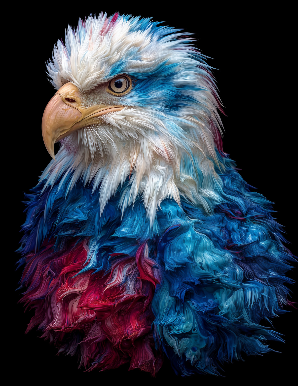 Eagle — Ferrofluid Art, Midnight Flux Digital Wall Art, 3 Sizes Included, Living Room Decor