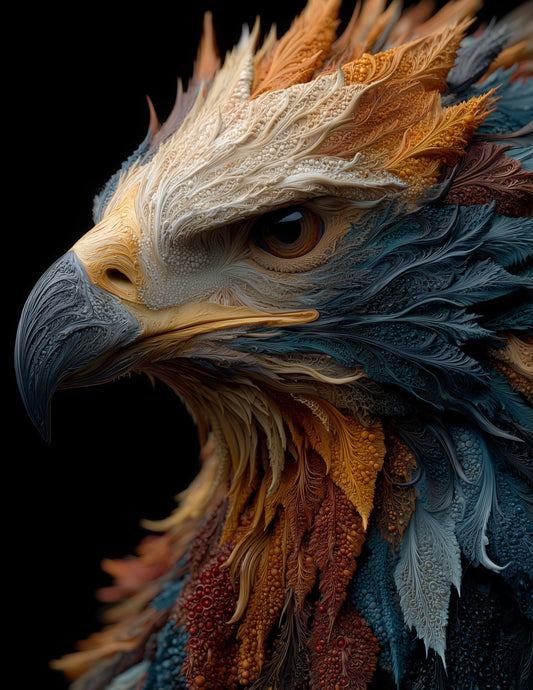 Eagle — Ferrofluid Art, Midnight Glow Digital Wall Art, 3 Sizes Included, Living Room Decor