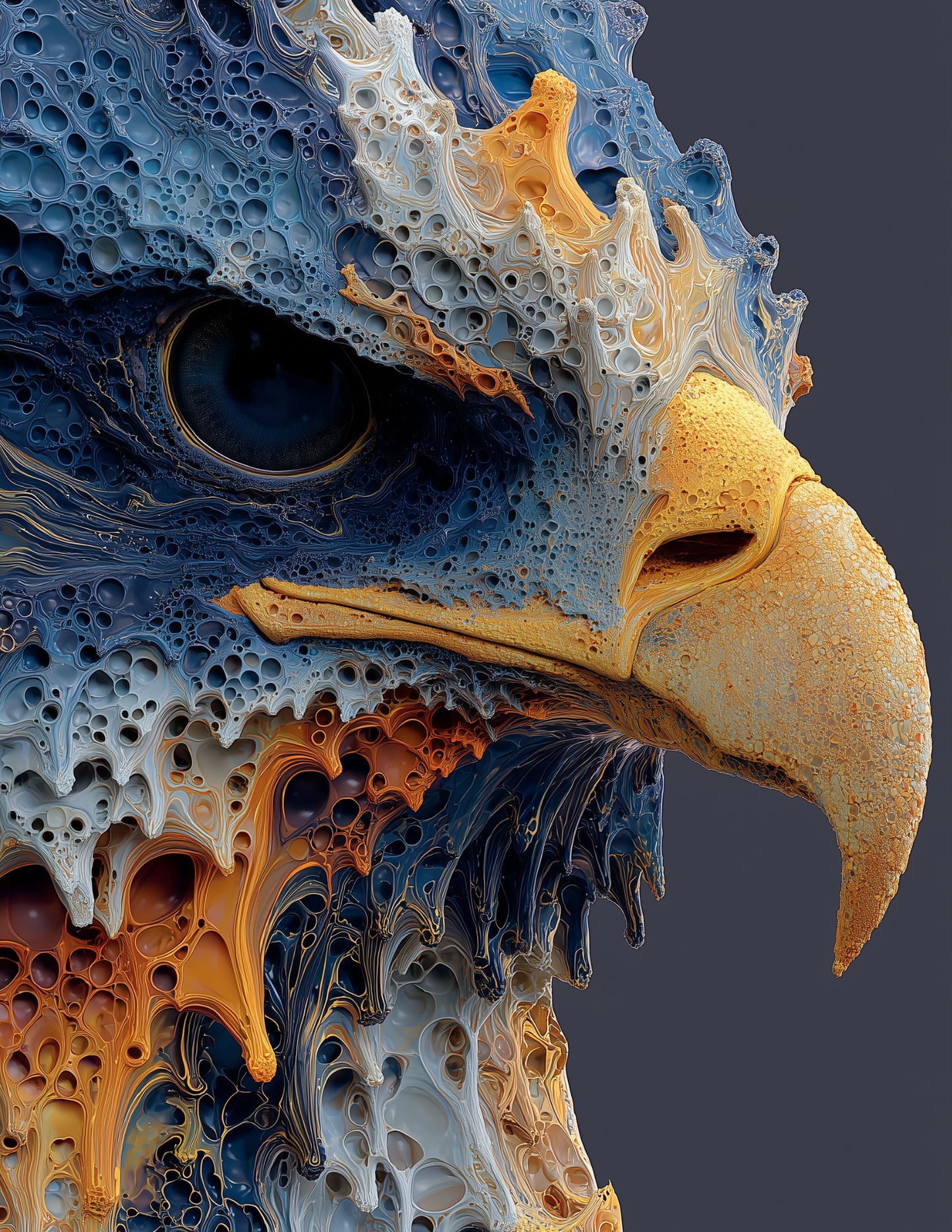 Eagle — Ferrofluid Art, Sapphire Flow Digital Wall Art, 3 Sizes Included, Living Room Decor