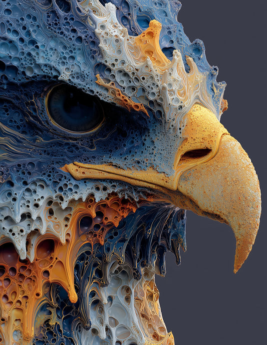 Eagle — Ferrofluid Art, Sapphire Flow Digital Wall Art, 3 Sizes Included, Living Room Decor