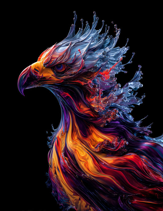 Eagle — Ferrofluid Art, Sapphire Surge Digital Wall Art, 3 Sizes Included, Living Room Decor