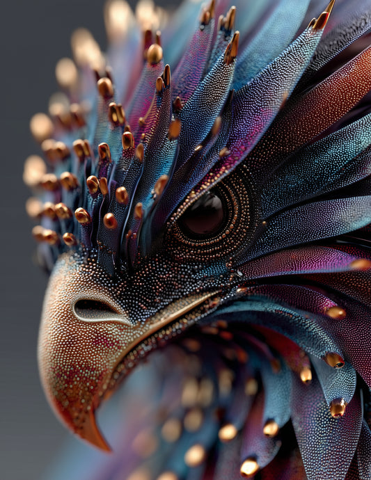 Eagle — Ferrofluid Art, Violet Flow Digital Wall Art, 3 Sizes Included, Living Room Decor