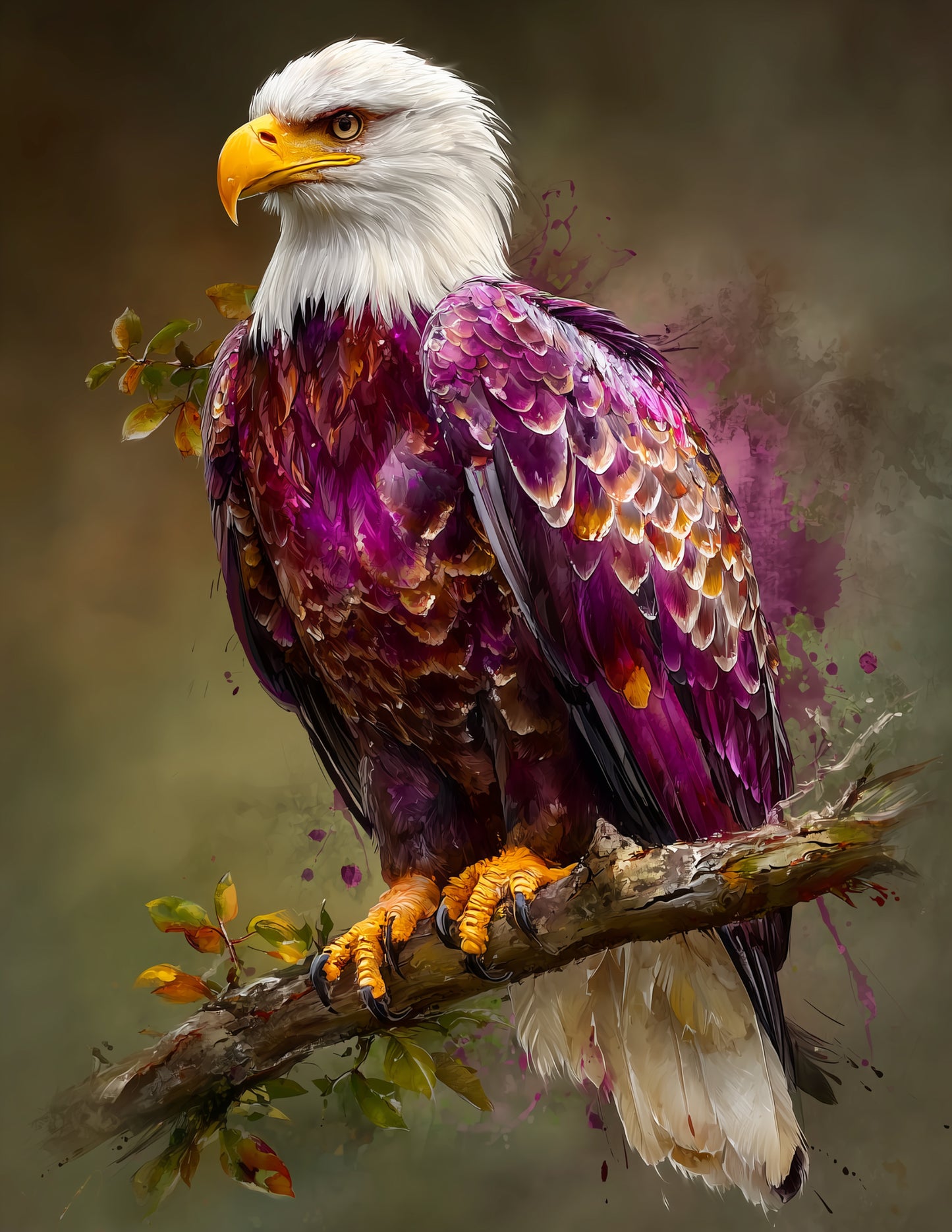 Eagle — Watercolor Art, Emerald Glow Digital Wall Art, 3 Sizes Included, Living Room Decor