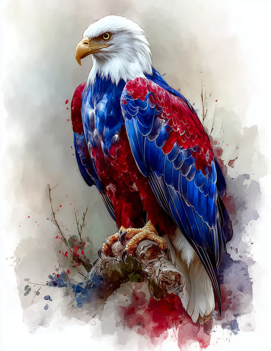 Eagle — Watercolor Art, Sapphire Glow Digital Wall Art, 3 Sizes Included, Living Room Decor