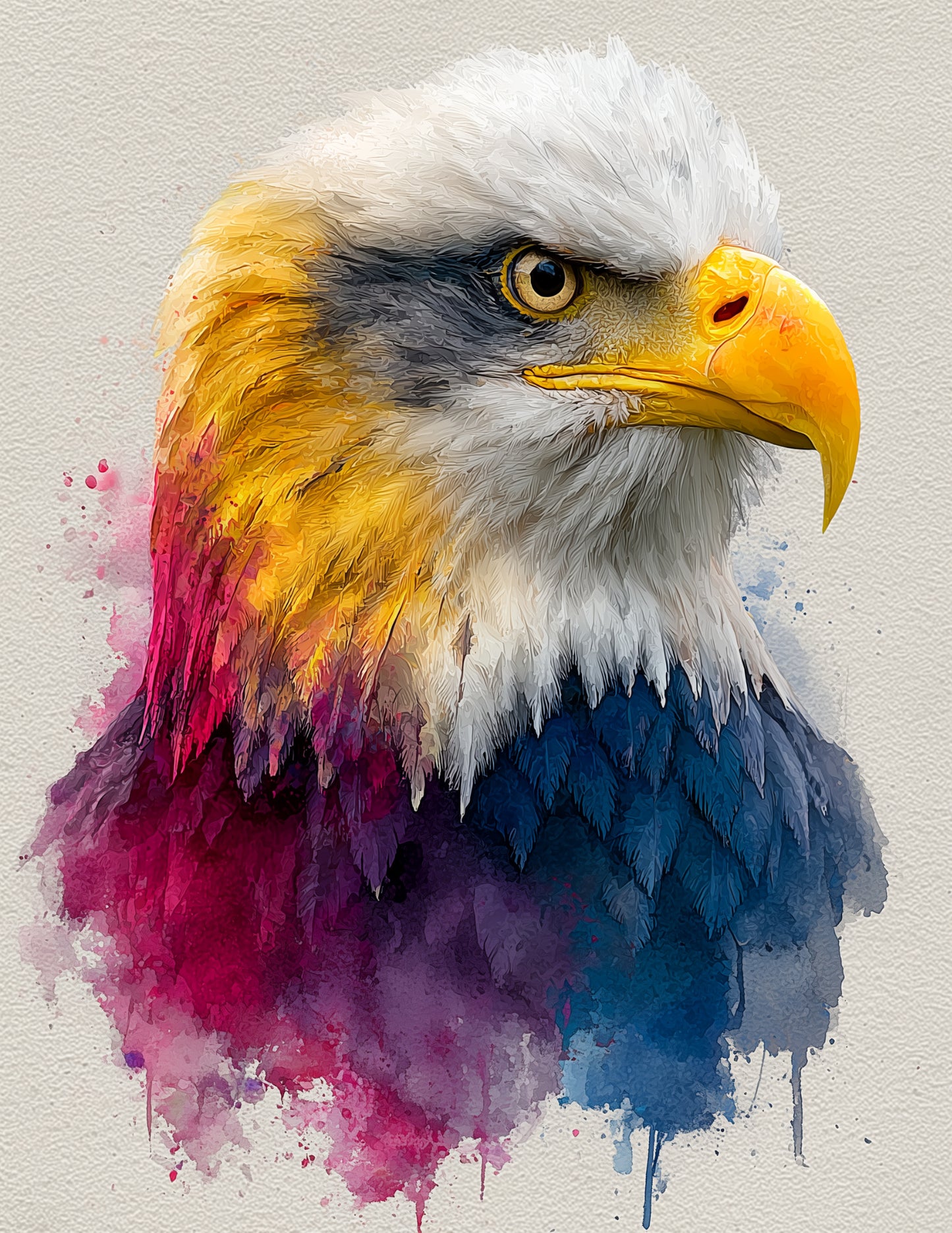 Eagle — Watercolor Art, Vibrant Hues Digital Wall Art, 3 Sizes Included, Living Room Decor