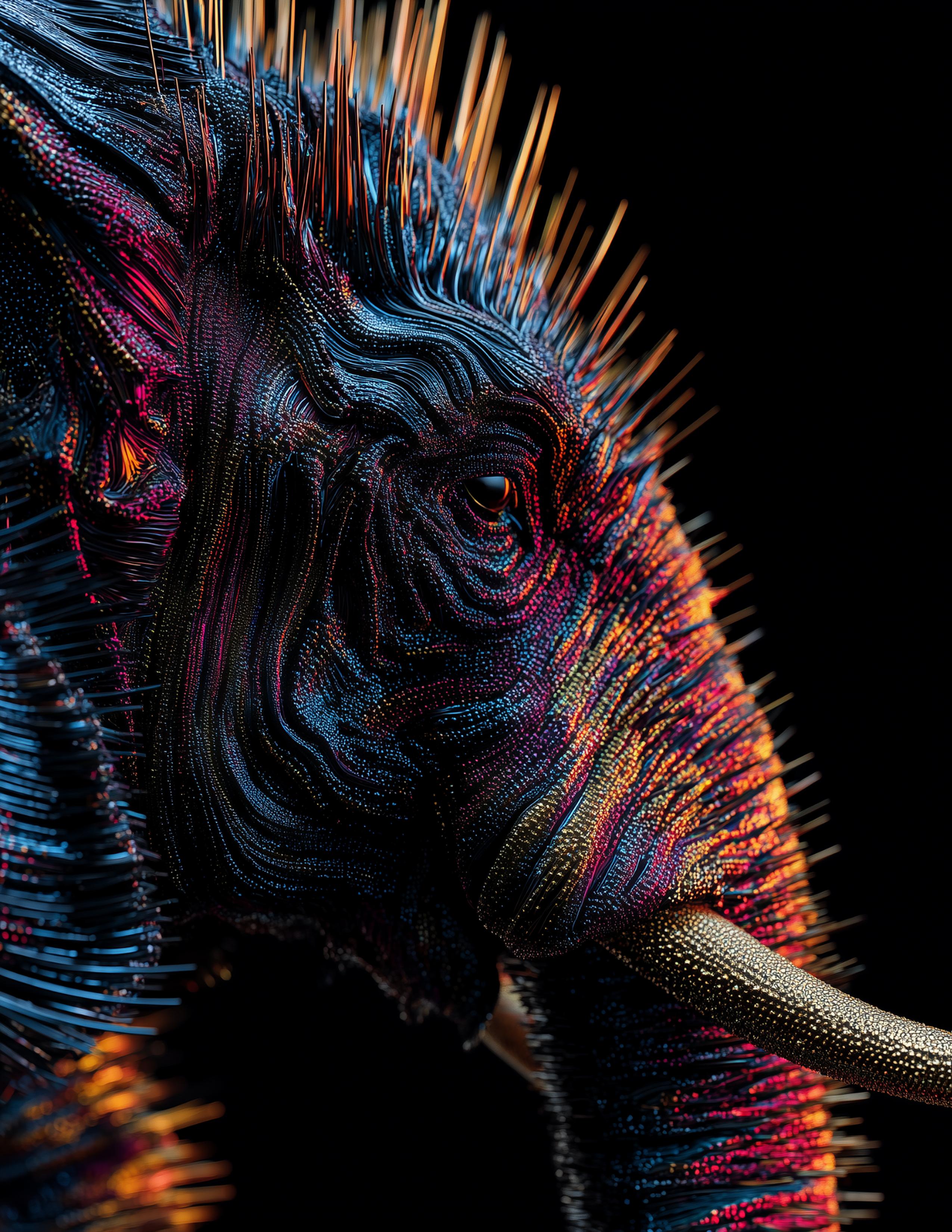 Elephant — Ferrofluid Art, Cosmic Tones Digital Wall Art, 3 Sizes Included, Living Room Decor
