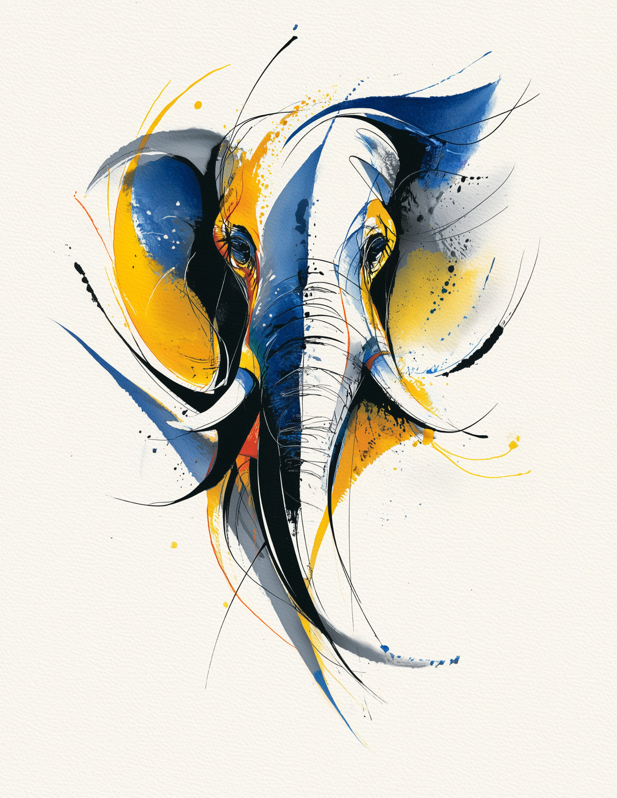 Elephant — Inkflow Art, Animal Gift Digital Wall Art, 3 Sizes Included, Living Room Decor