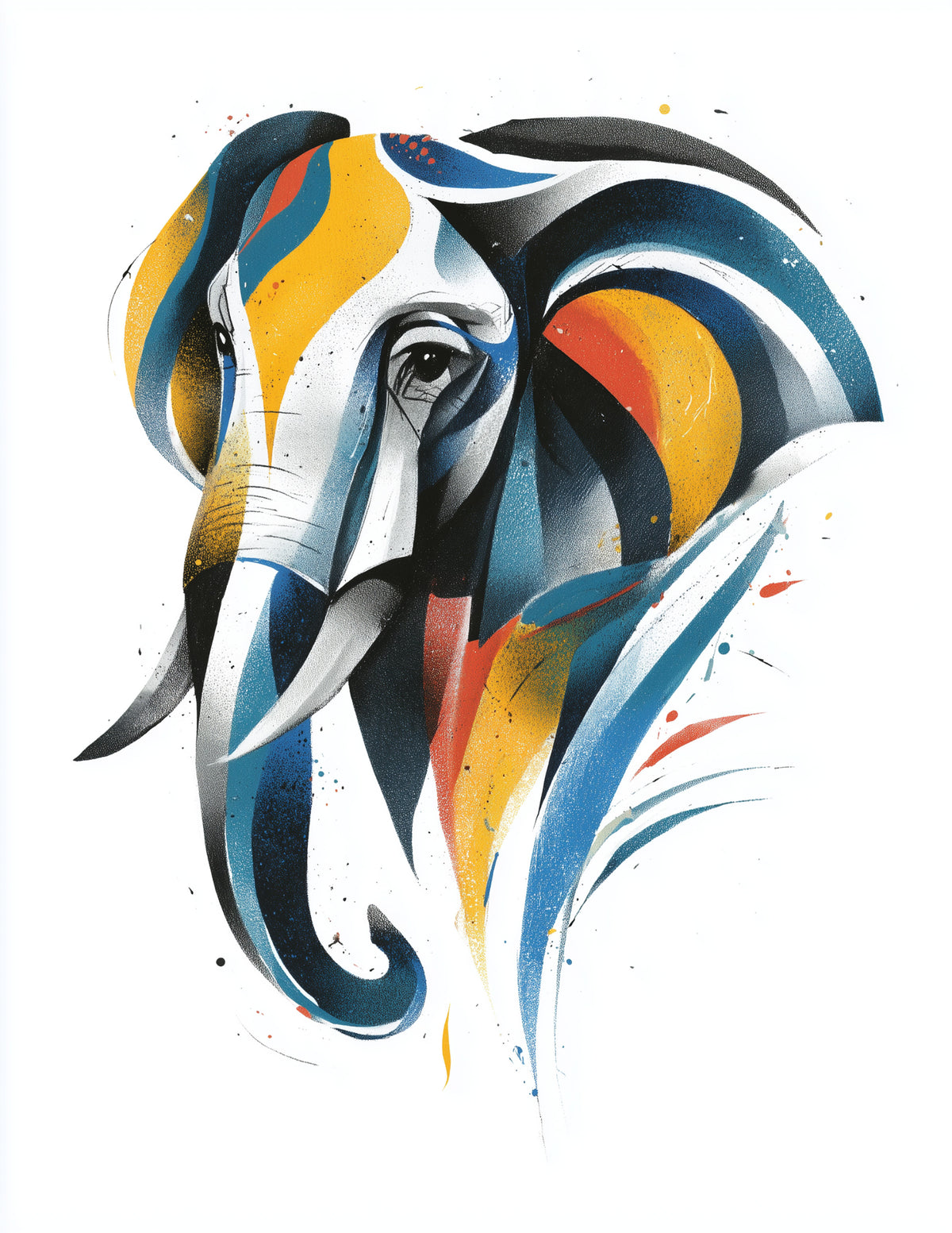 Elephant — Inkflow Art, Calm Gradients Digital Wall Art, 3 Sizes Included, Living Room Decor