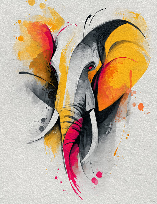 Elephant — Inkflow Art, Forest Hues Digital Wall Art, 3 Sizes Included, Living Room Decor